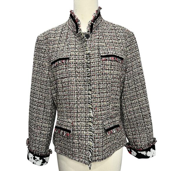 Bay Studio Reversible Blazer Jacket Womens 10 Tweed Floral Versatile Workwear - Picture 3 of 16
